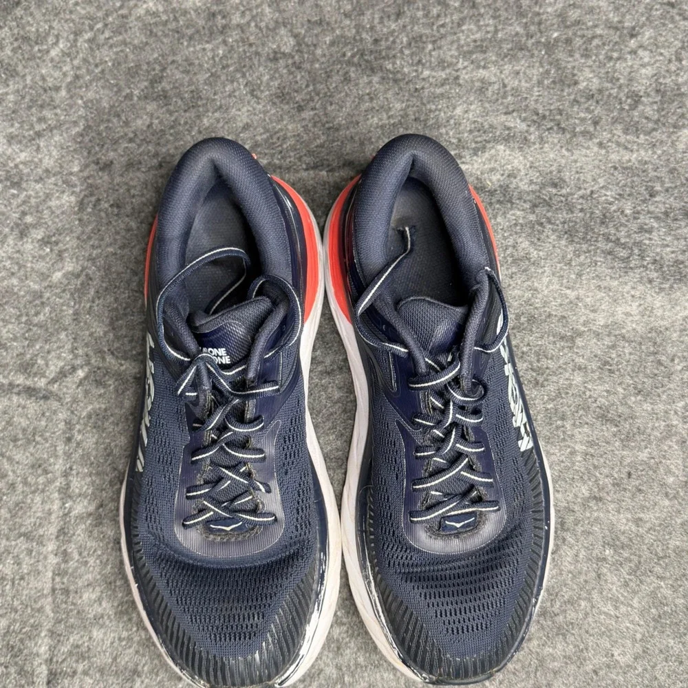 Hoka One One Bondi 7 Womens Navy Blue‎ Coral Running Shoes Sneakers 1110519